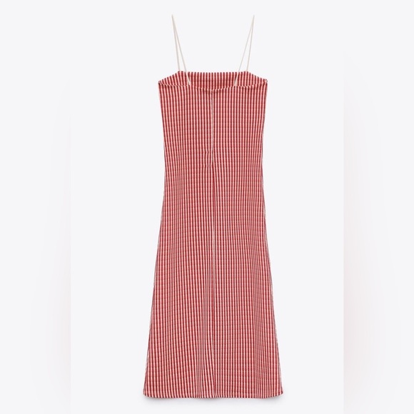 Zara Jacquard Gingham Midi Dress - Picture 2 of 6